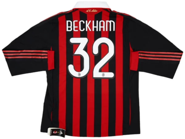 AC Milan 09/10 Home Long Sleeve Beckham 32 - Image 3